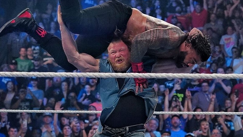 Brock Lesnar F5's Adam Pearce During RAW Commercial Break